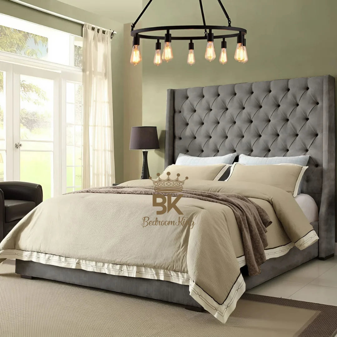 Grand Curved Wingback Bed frame Available With Storage