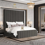 Hadley Panel Wingback Upholstered Bed Frame - Black Chenille