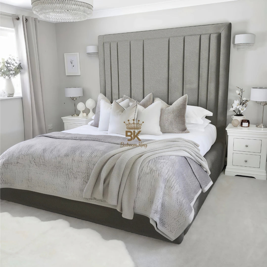 Evie White Velvet Bed Frame Tall 75" (6ft2) Headboard