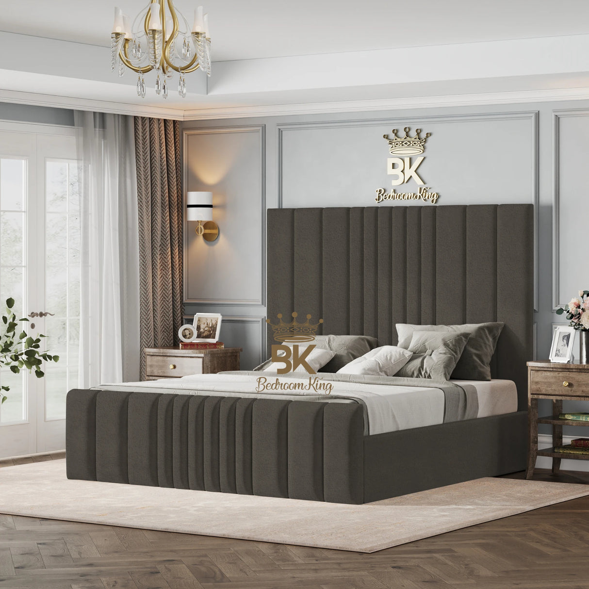 Bethany Luxury Fabric Bed Frame - Cream Naples