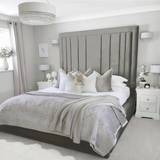 Evie Bed Frame 75" (6ft2) Tall Headboard - Grey Teddy Boucle
