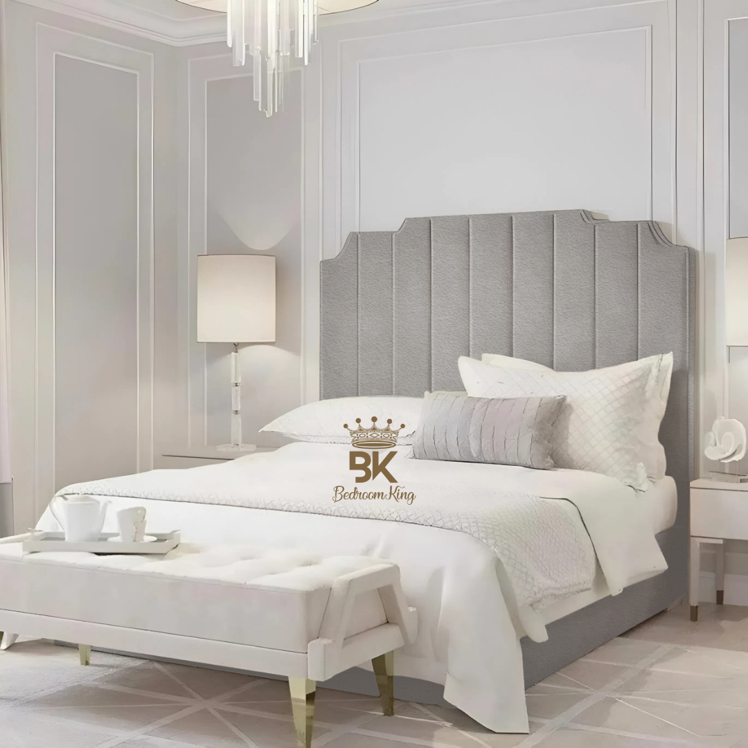 Lacey Art Deco Bedframe Pictured With Tall Headboard