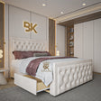 Divan Drawer Storage Bed With Footboard - Cream plush