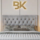 54" high headboard in silver plush colour