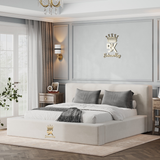 Padded Ambassador Bed in cream plush velvet made by Bedroomking