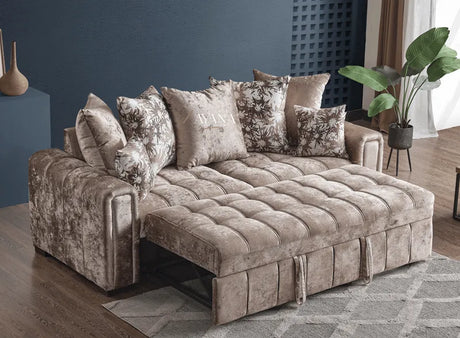 Bloomsbury 3 Seater Sofa Bed + 2 Seater Storage Sofa 3+2 Mink - Bedroomking