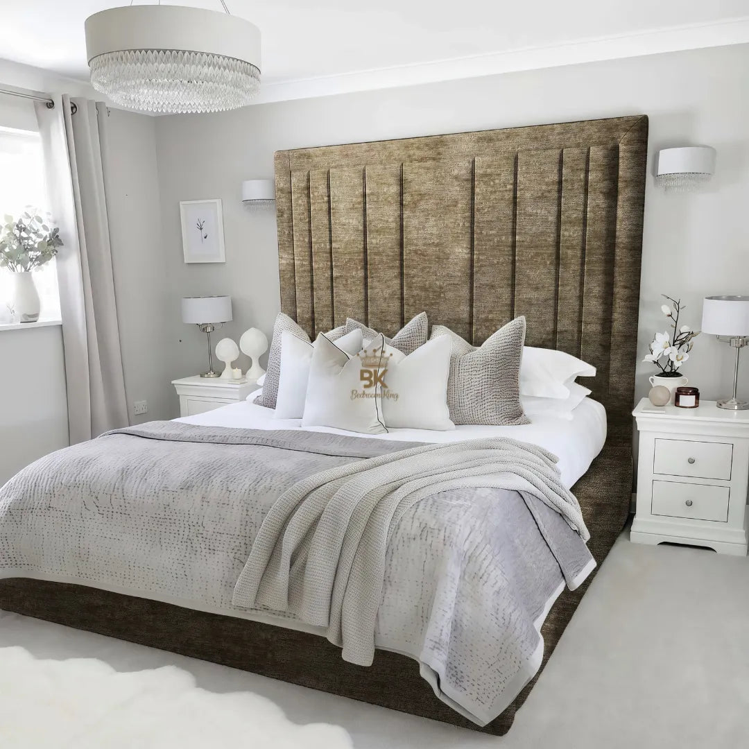 Evie Bed Frame 75" (6ft2) Tall Headboard - Mink Coniston