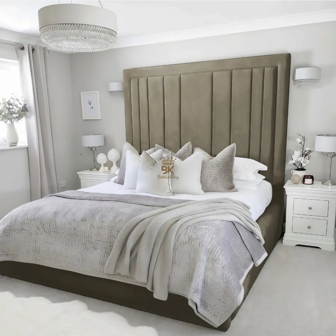 Evie Bed Frame 75" (6ft2) Tall Headboard - Mink Coniston