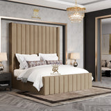 Hadley Panel Wingback Upholstered Bed Frame - Black Chenille