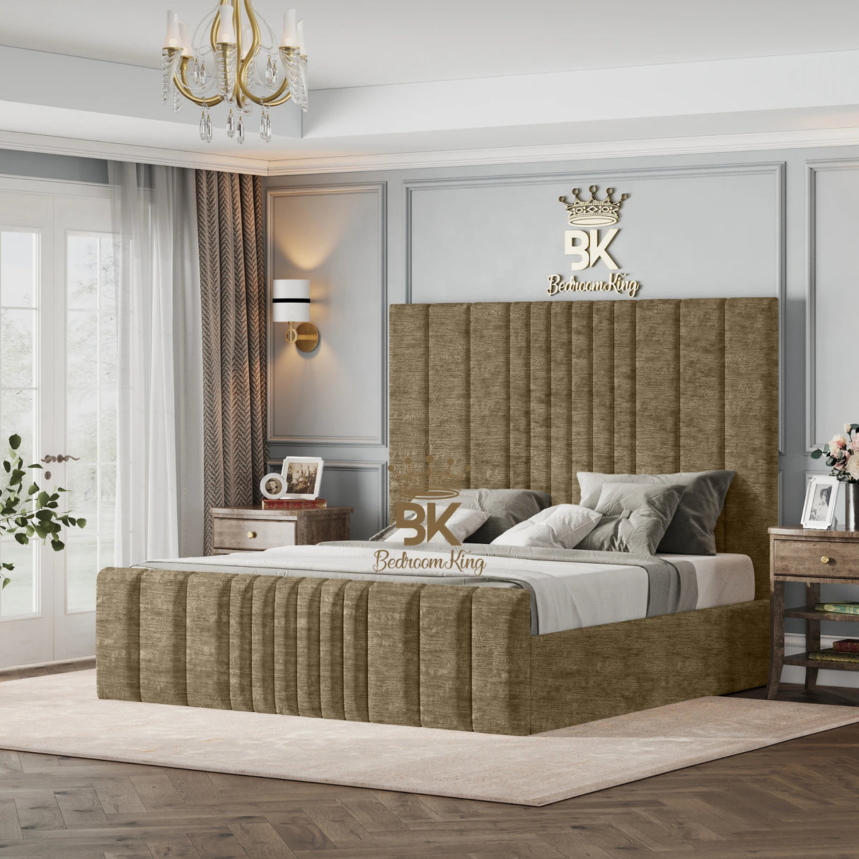 Bethany Luxury Fabric Bed Frame - Cream Naples