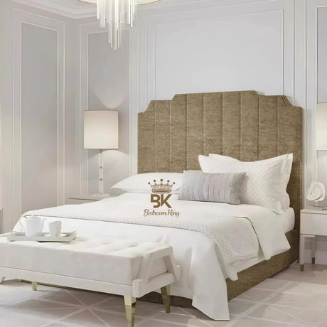 Lacey Art Deco Bedframe Pictured With Tall Headboard