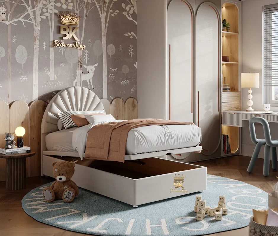 Moon Childrens Upholstered Ottoman Storage Bed Frame - Bedroomking