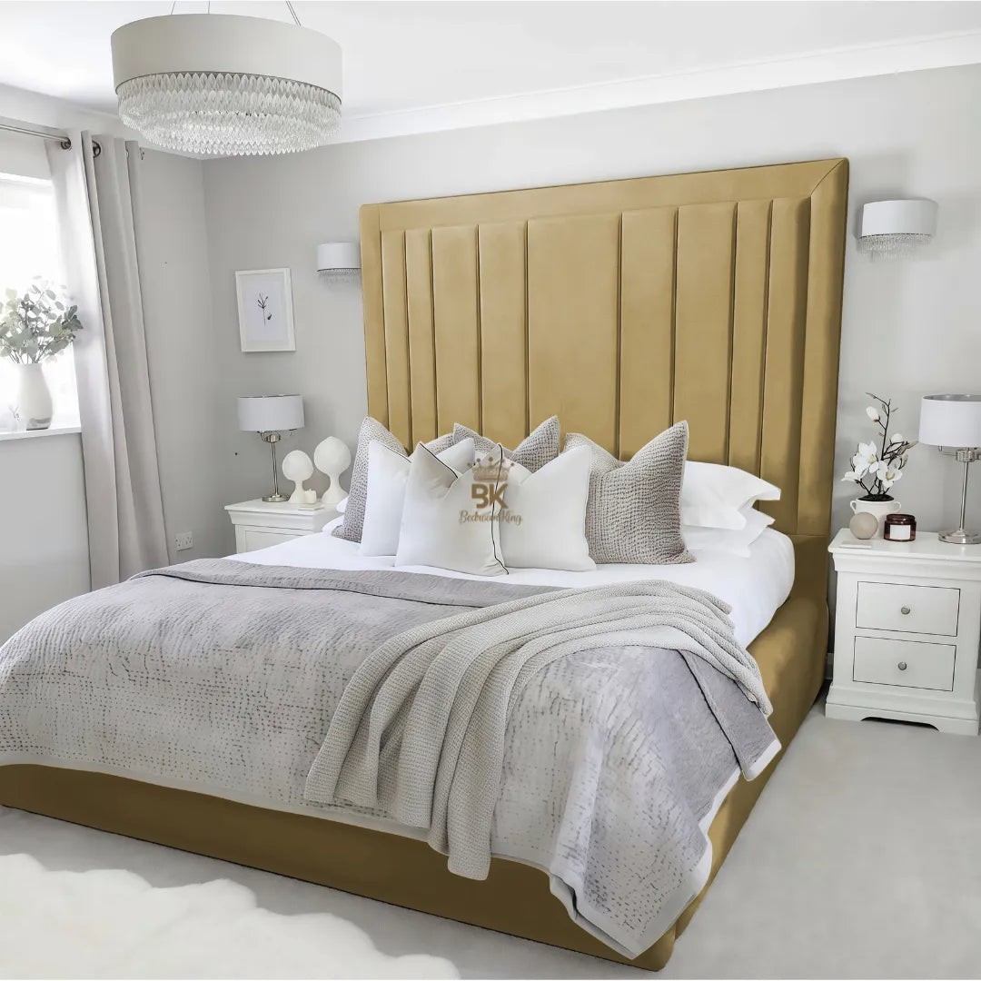 Evie Bed Frame 75" (6ft2) Tall Headboard - Mink Coniston
