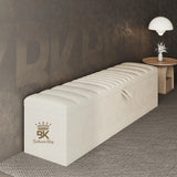 Nordic Ottoman Storage Box - cream plush velvet