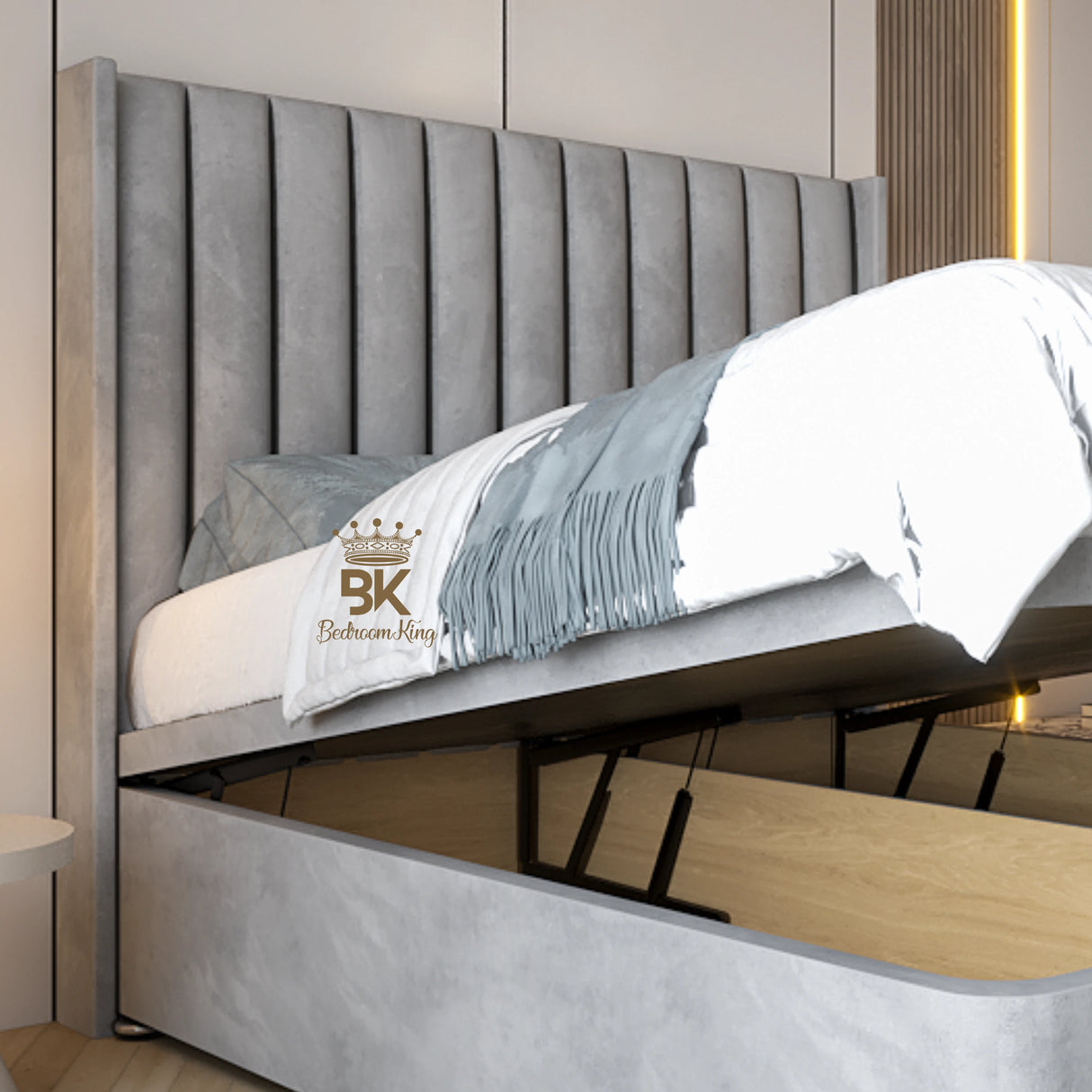 Wingback Ottoman Divan Bed Frame with 54" Headboard