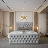 Upholstered Divan Drawer Bed Set with Buttons - Bedroomking