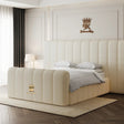 Teddy Boucle Cushioned Bubble Bed Frame with oversized headboard made by Bedroomking