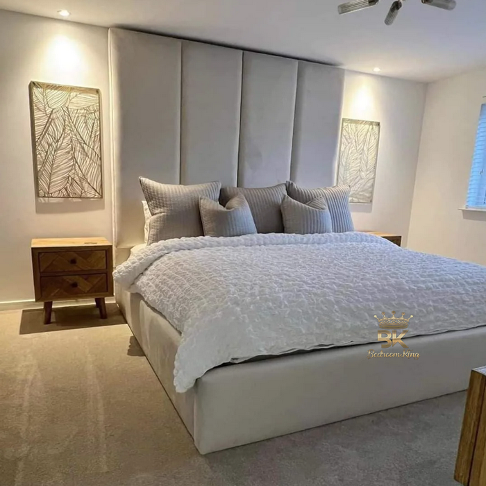 Pandora Large Panel Bed Frame Pictured With 95" (7ft11) Headboard - Bedroomking