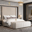 Hadley Panel Wingback Upholstered Bed Frame - Bedroomking