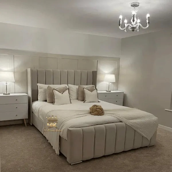 Sofia Fabric Bed Frame With Wingback Headboard