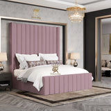 Hadley Panel Wingback Upholstered Bed Frame - Black Chenille