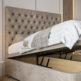 Ottoman divan storage bed frame with modern finish - Mink Plush Velvet