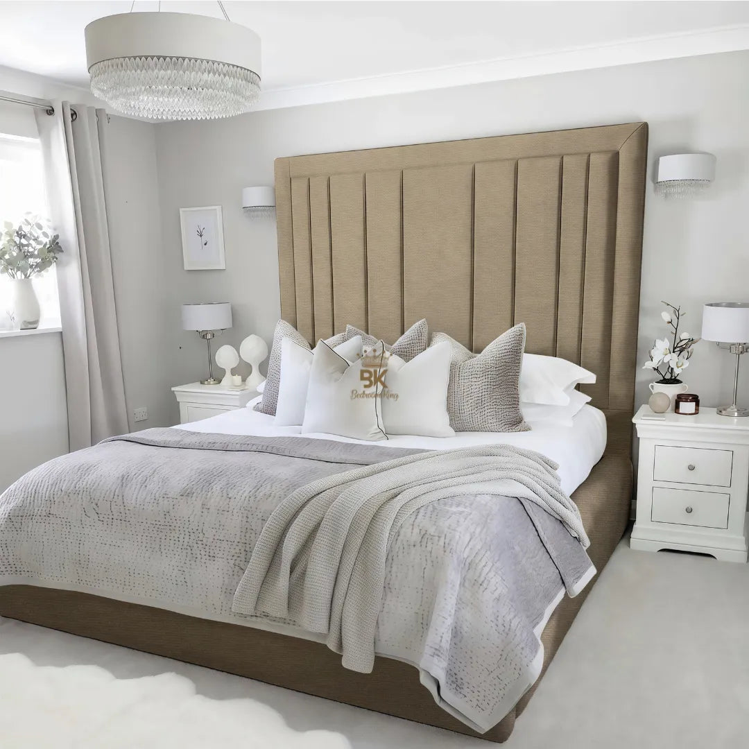 Evie Bed Frame 75" (6ft2) Tall Headboard - Mink Coniston