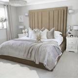 High Headboard Bed Frame with sand naples colour and storage options