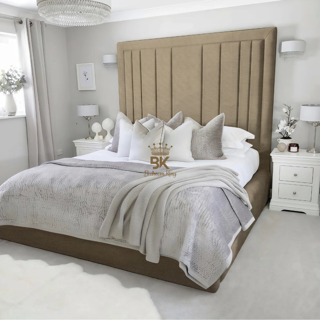 Evie White Velvet Bed Frame Tall 75" (6ft2) Headboard