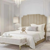 Lacey Art Deco Bedframe Pictured With Tall Headboard