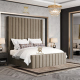 Hadley Panel Wingback Upholstered Bed Frame - Black Chenille