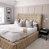 Monarch Bed Frame With Chesterfield Upholstery - Black Crushed Velvet