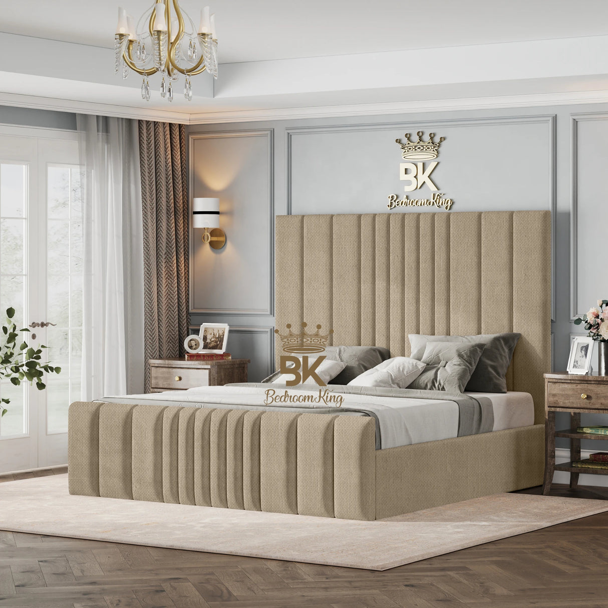 Bethany Luxury Fabric Bed Frame - Cream Naples