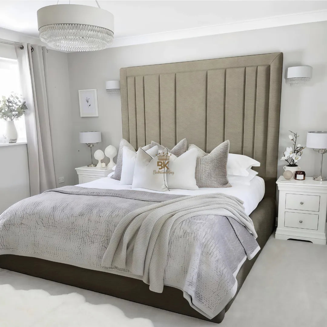 Evie Bed Frame 75" (6ft2) Tall Headboard - Mink Coniston