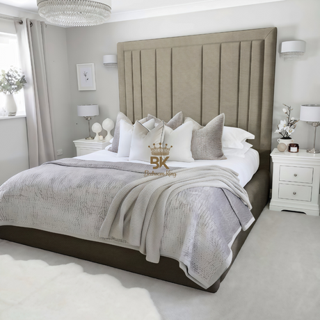 King Size Bed Frame in Silver Naples made by Bedroomking