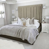 Evie White Velvet Bed Frame Tall 75" (6ft2) Headboard