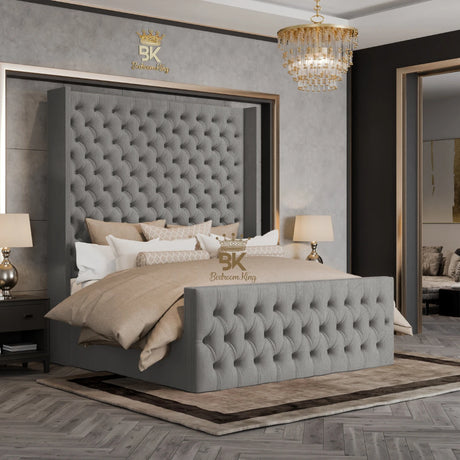 Langford Wingback Bed Frame - Sand Naples