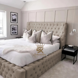 Monarch Bed Frame With Chesterfield Upholstery - Black Crushed Velvet