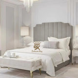 Lacey Art Deco Bedframe Pictured With Tall Headboard