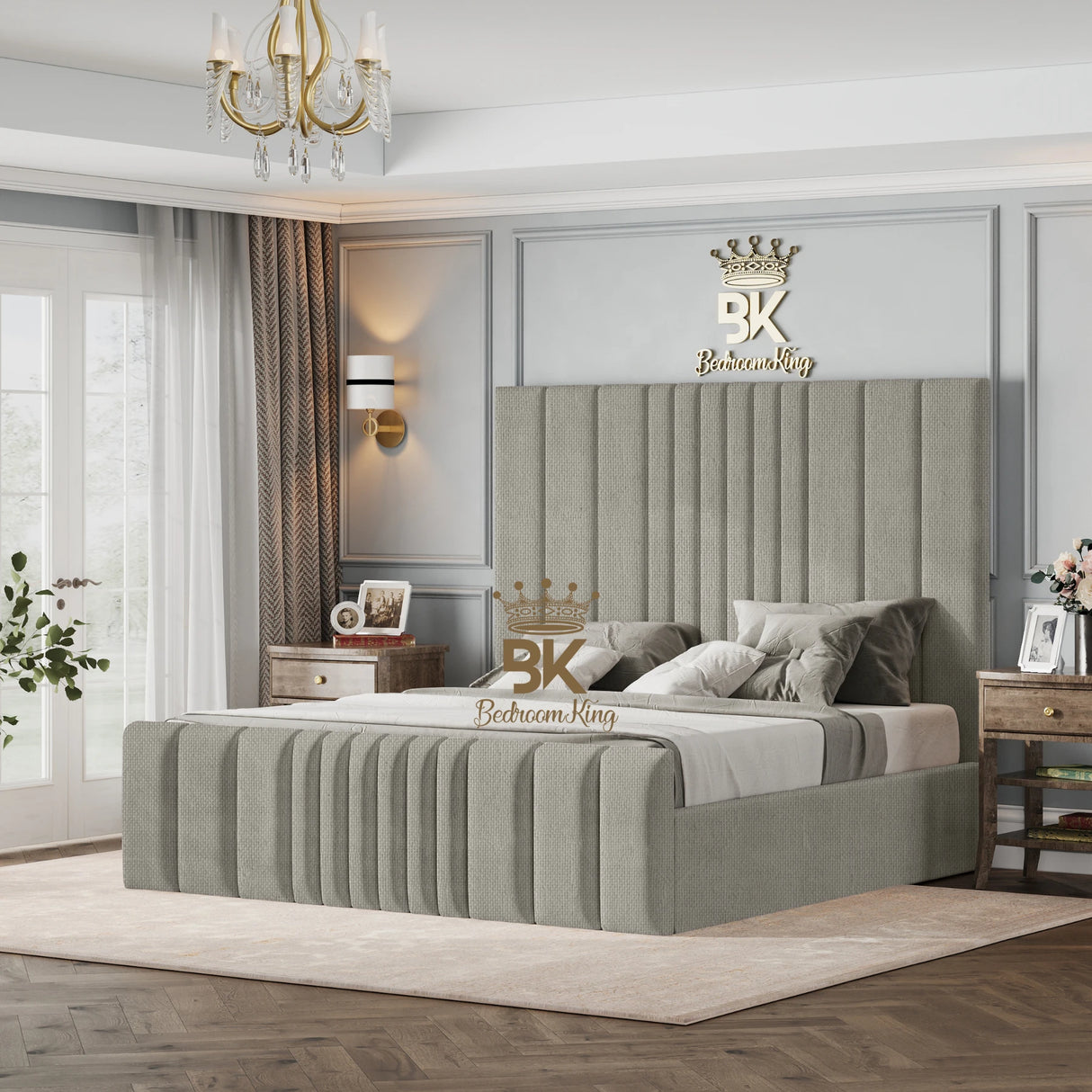 Bethany Luxury Fabric Bed Frame - Cream Naples