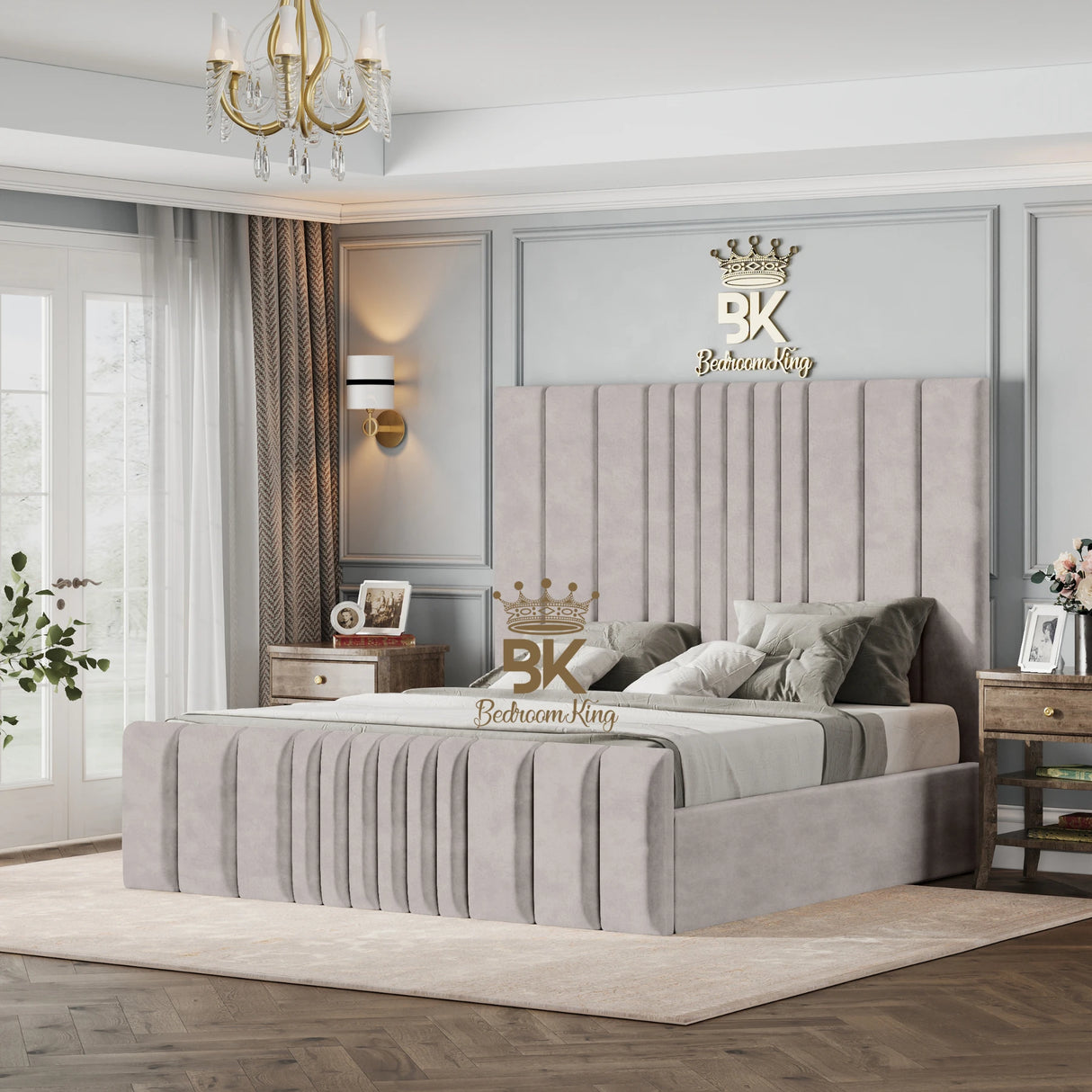 Bethany Luxury Fabric Bed Frame - Cream Naples