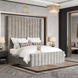 Hadley Panel Wingback Upholstered Bed Frame - Black Chenille