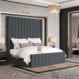 Hadley Panel Wingback Upholstered Bed Frame - Black Chenille