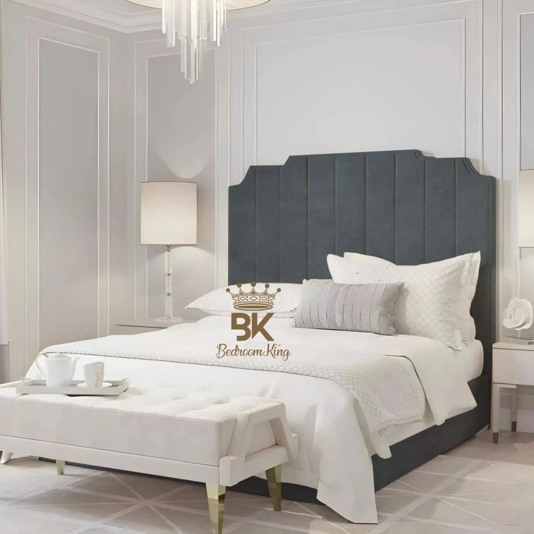 Lacey Art Deco Bedframe Pictured With Tall Headboard