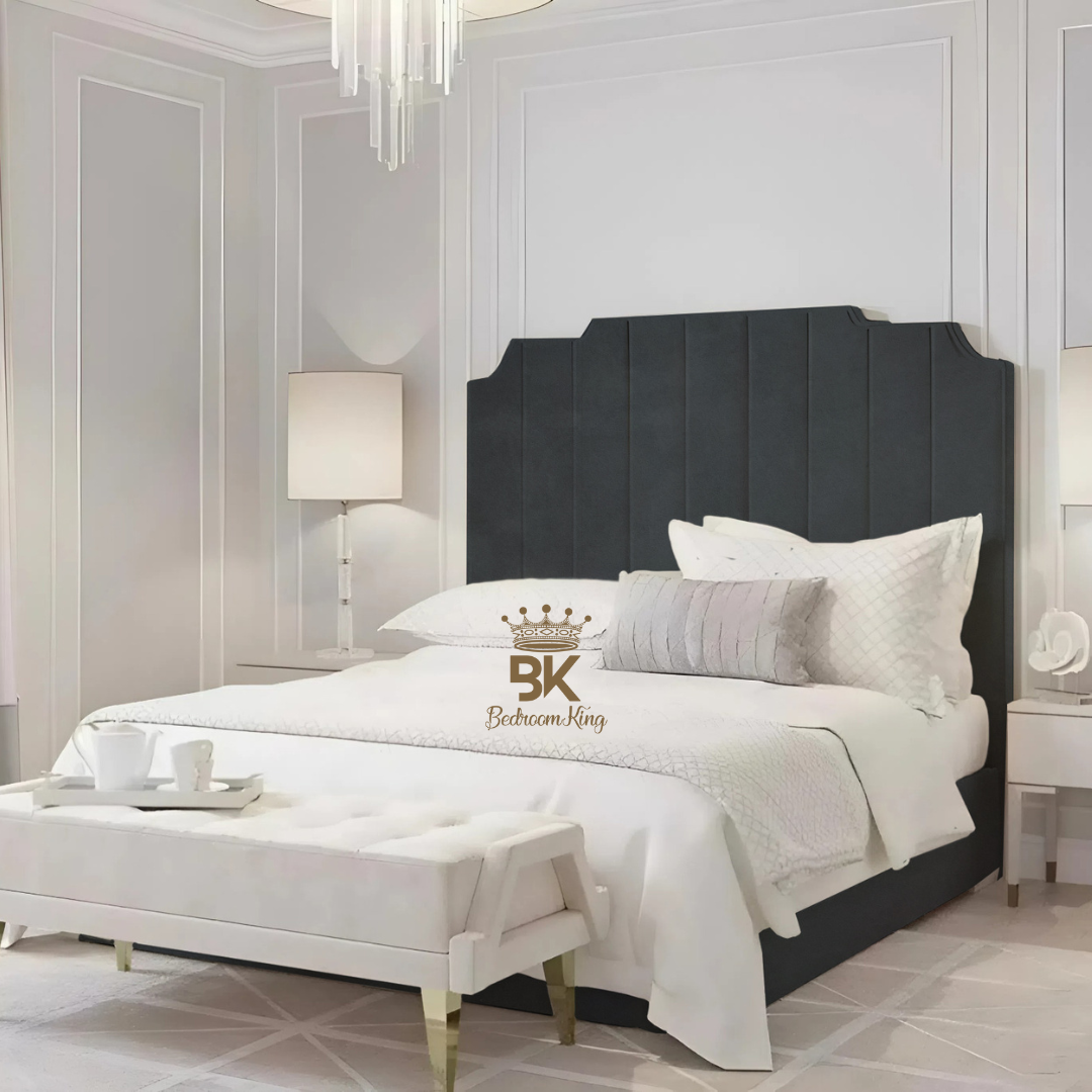 Lacey Art Deco Bedframe Pictured With Tall Headboard
