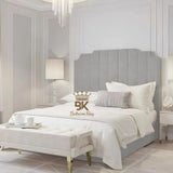 Lacey Art Deco Bedframe Pictured With Tall Headboard