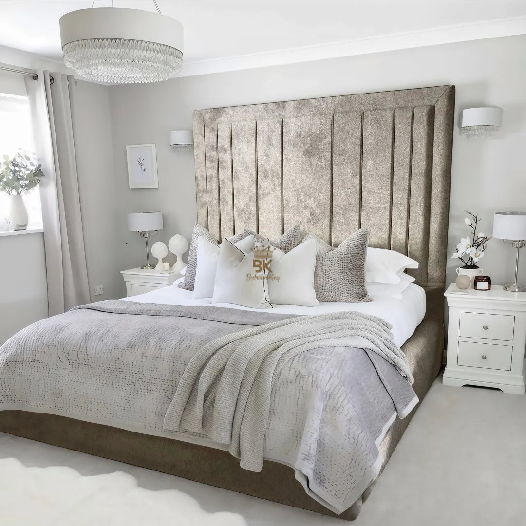 Evie Bed Frame 75" (6ft2) Tall Headboard - Mink Coniston