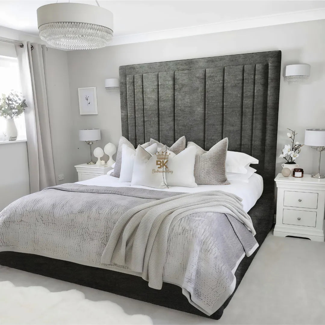 Evie Bed Frame 75" (6ft2) Tall Headboard - Mink Coniston