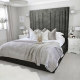King Size Bed Frame in Steel Chenille made by Bedroomking