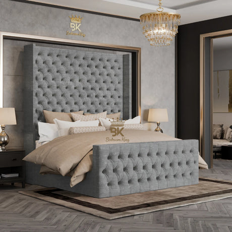 Langford Wingback Bed Frame - Slate Plush Velvet